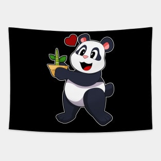 Panda with Bamboo Flower Tapestry