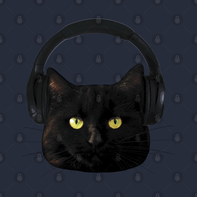 Cat with Headphones by SPACE ART & NATURE SHIRTS 