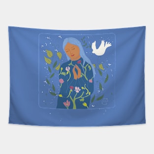 Blue Madonna Tapestry