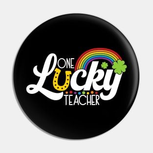 One Lucky Teacher St Patricks Day Shamrock Kindergarten Pin