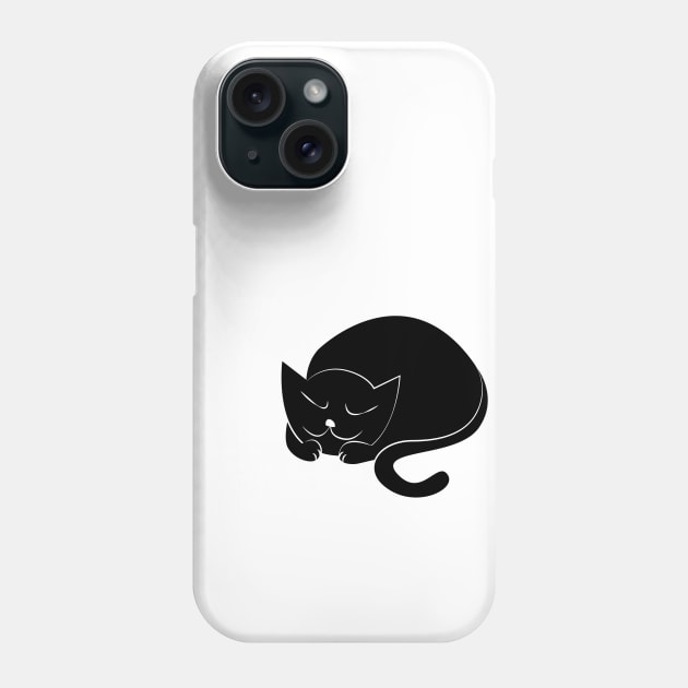 Sleeping Black Cat Phone Case by Sanford Studio