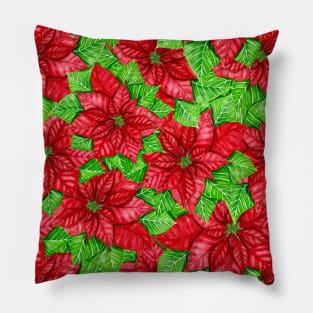 Poinsettia watercolor Christmas pattern Pillow