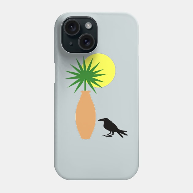 Boho Pot with Palm Leaf and a crow Phone Case by Janremi