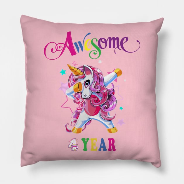 4th Birthday Unicorn Pillow by NI78