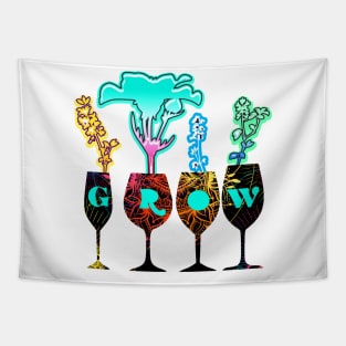 Grow Neon Flowers in Artsy Goblets Tapestry