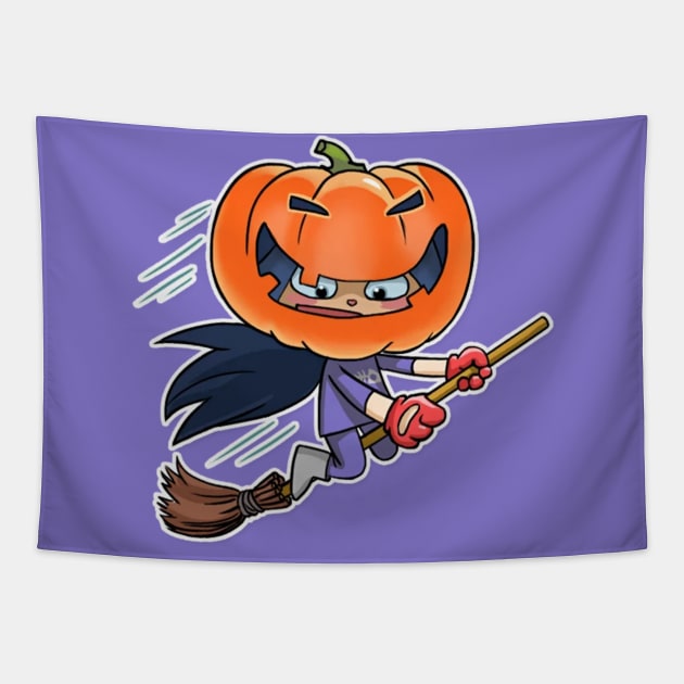 Kitty The Witch Halloween Tapestry by Thibazy Shop