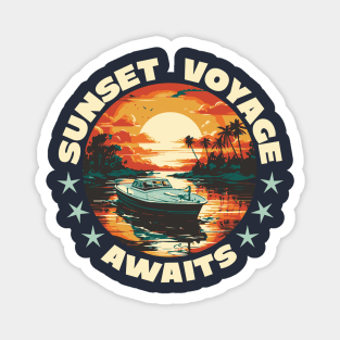 Boat in the water sunset Magnet