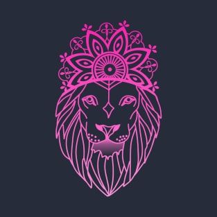 Pink Sky Mandala Lion T-Shirt