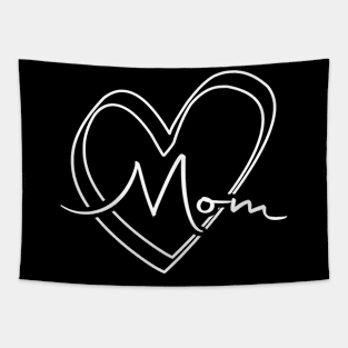 Mom's Heart (white letters) Tapestry