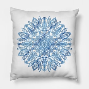 Blue Glitter Mandala Pillow