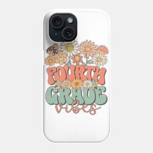 Fourth Grade Vibes Retro Groovy Daisy Back To School Funny Teacher Girls Phone Case