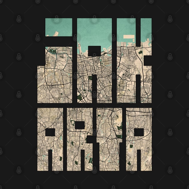 Jakarta, Indonesia City Map Typography - Vintage by deMAP Studio