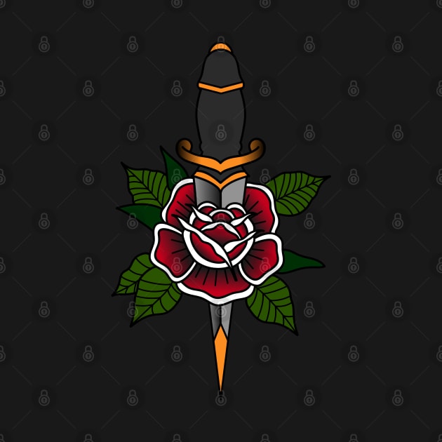 American Traditional Rose and Dagger by Jessimk