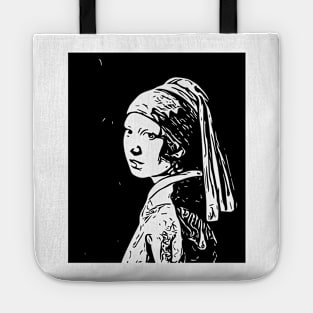 Girl with a Pearl Earring | Johannes Vermeer | Line art Tote