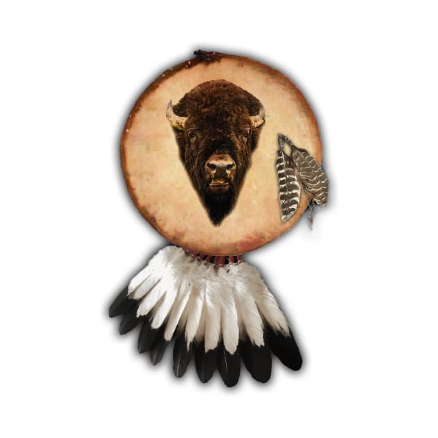 Bison head on Indian shield by Guardi