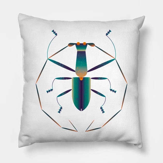 Giant Blue Longhorn Beetle Pillow by Léo Alexandre