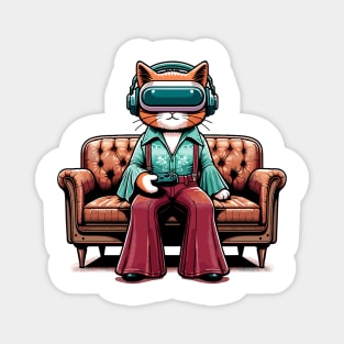 Vintage cat gamer - Nostalgic Geek Chic Apparel Magnet