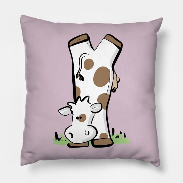 Cow handstand Pillow by Jason's Doodles