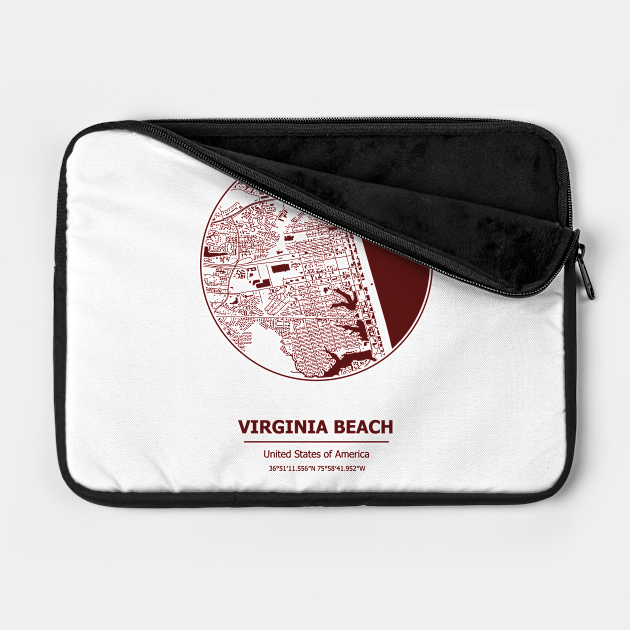 Discover Virginia city map coordinates - Virginia Beach - Laptop Case