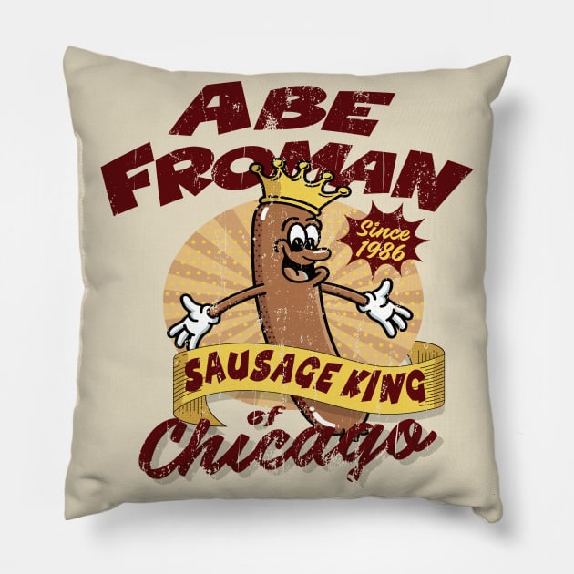 Abe Froman Sausage King of Chicago Retro 1986 Pillow by Alema Art