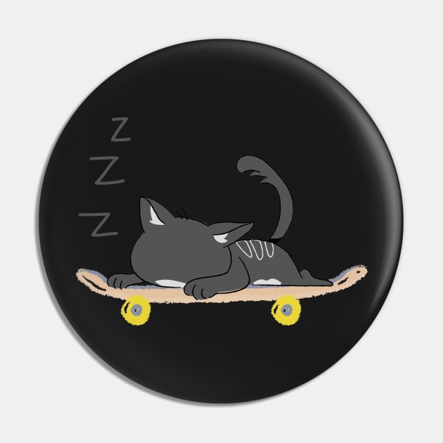 Cat Sleeping On SkateBoard Pin by WeStarDust