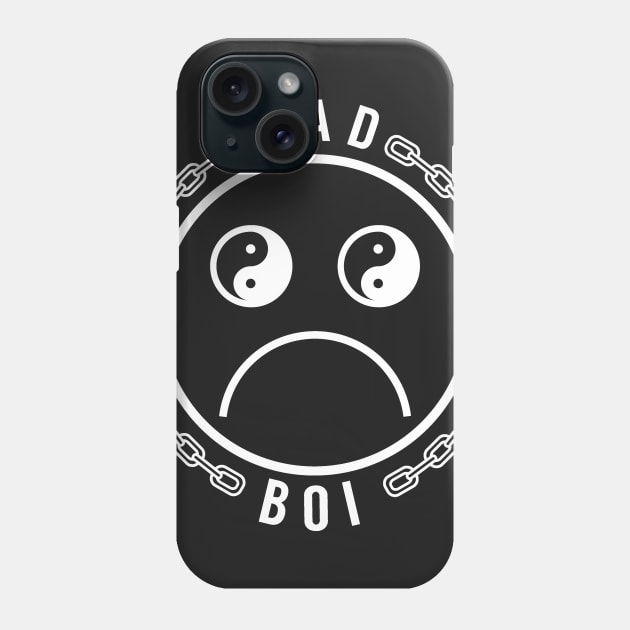 Sad Boi on Black Phone Case by SWAMPMEAT