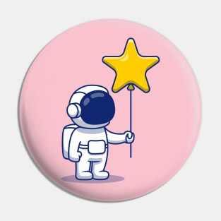 Cute Astronaut Holding Star Balloon Pin