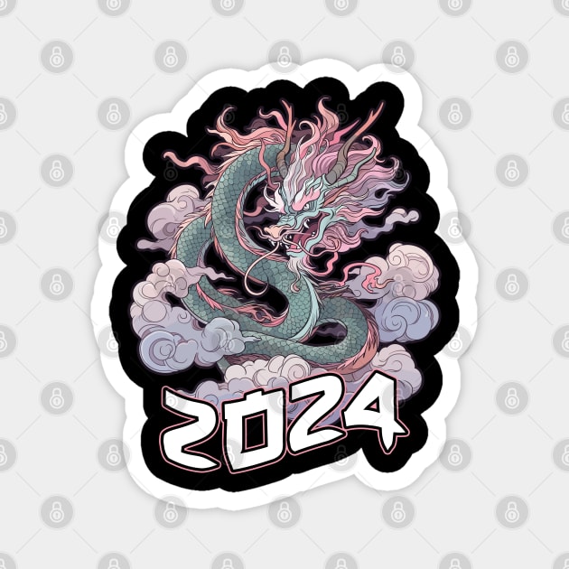 Chinese New Year of the Dragon 2024 Pastel Dragon Magnet by creative