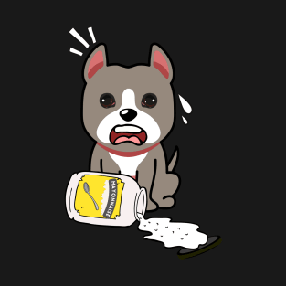 Funny grey Dog spilled a jar of mayonnaise T-Shirt