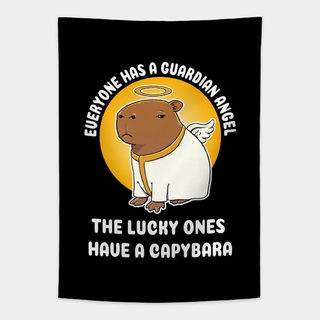 Everyone has a guardian angel the lucky ones have a Capbara Cartoon Tapestry by capydays