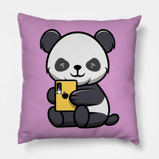 Cute baby Panda Selfie Pillow by Cubbone