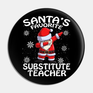 Santas Favorite Substitute Teacher Christmas Pin