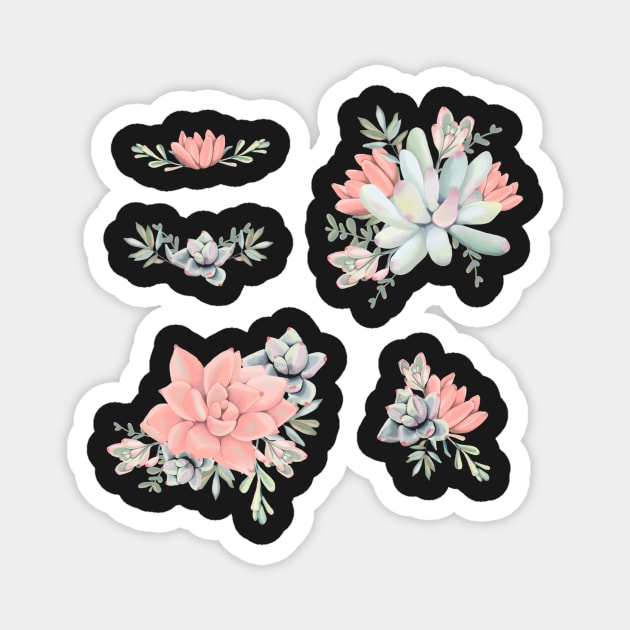 Succulent Flower Arrangement Sticker Set Magnet by caitlinshea24