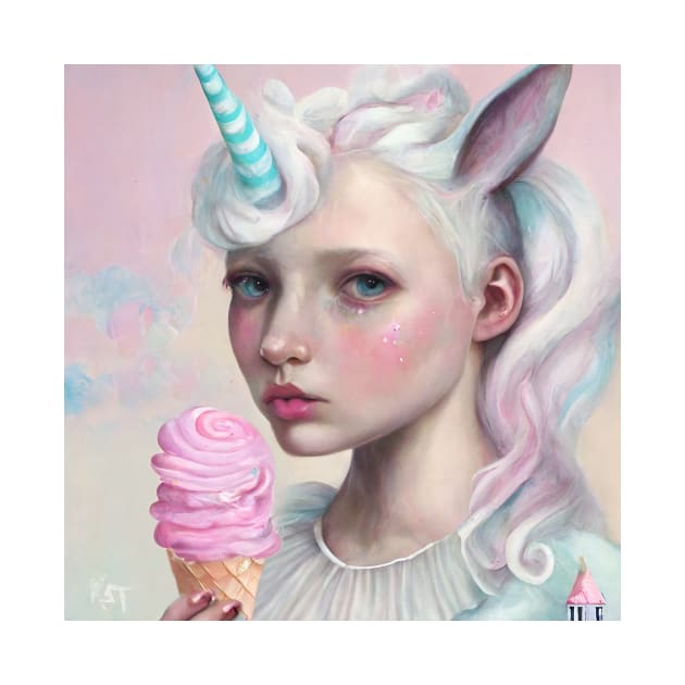 Unicorn Girl with Pink Ice Cream by KimTurner