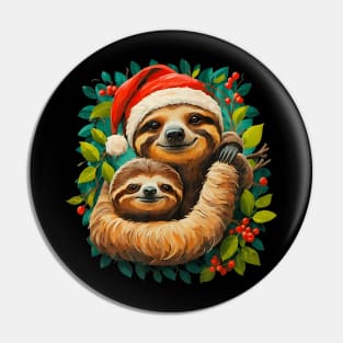 Father And Child Or Mother And Child Sloth Christmas Pin