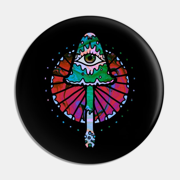 Third Eye Shroom 2077 Tie Dye Pin by visionarysea