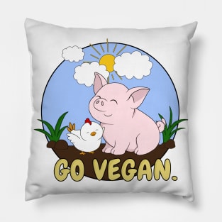 Go Vegan Cute Pig And Chicken Pillow