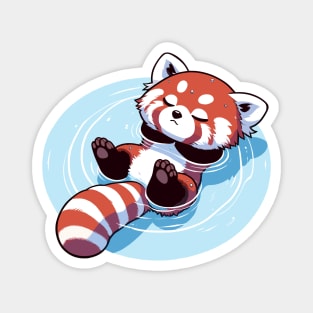 Chill Red Panda - Summer Float Relaxation Art Magnet