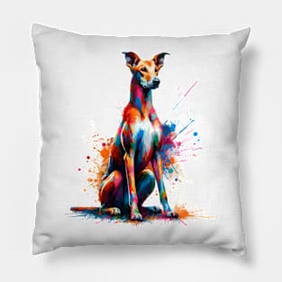 Colorful Azawakh Captured in Unique Splash Art Style Pillow