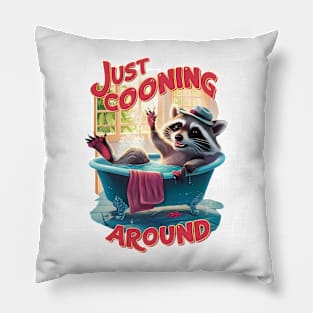 Just Cooning Playful Raccoon Splashing in Bath Pillow