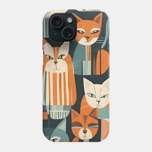 mid century modern minimalist scandinavian folk art cat Phone Case