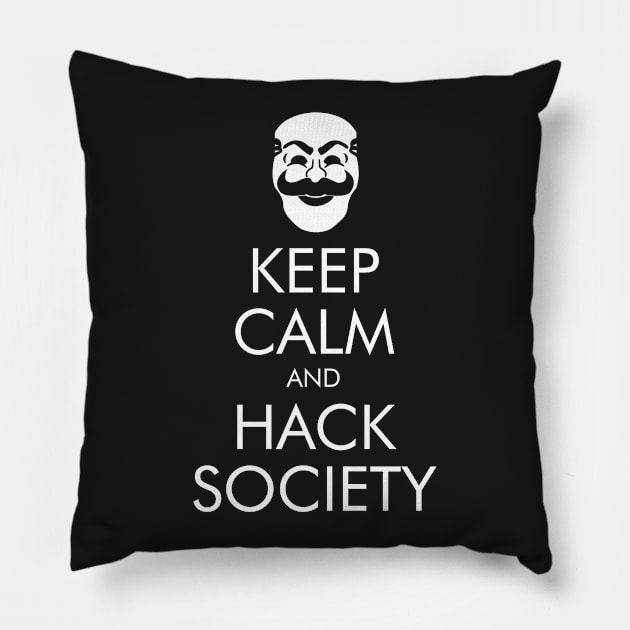 Keep Calm and Hack Society Pillow by Yellowkoong