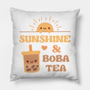 Cute Love Sunshine And Boba Tea Pillow