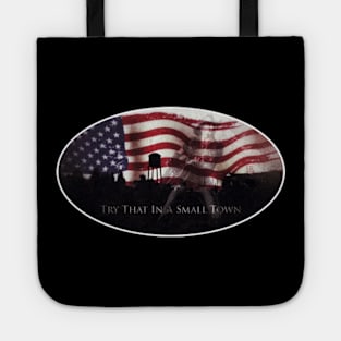 try that in a small town jason aldean oval over small town sunrise Tote