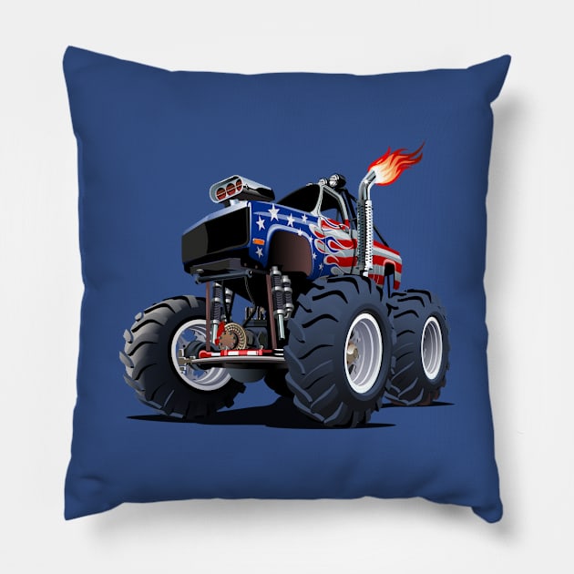 Cartoon monster truck Pillow by Mechanik