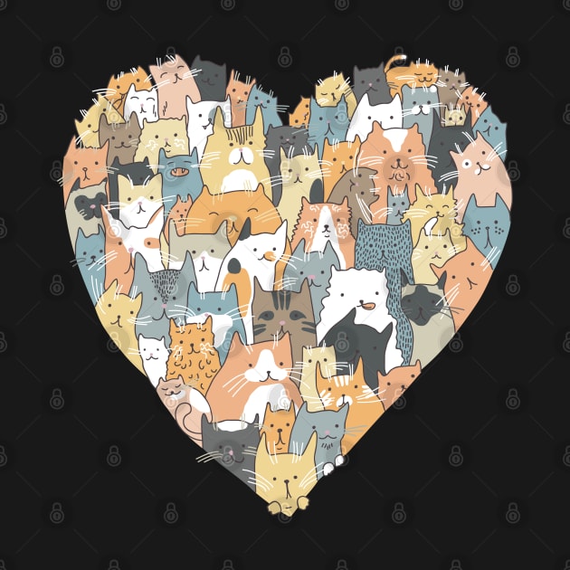 Cute Cats In Heart Shape by DesignOnEarth