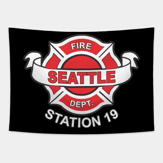 seattle fire merch Tapestry by creatororojackson