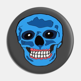 Cool blue human skull Pin