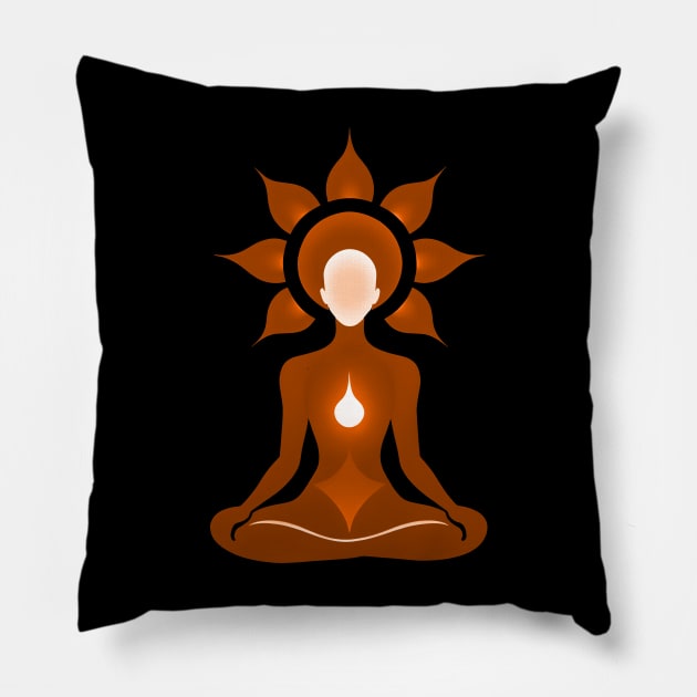 Aura Orange Meditation 07 Pillow by CGI Studios