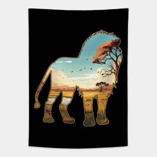 Lion Savanna Landscape - For Lion Lovers Tapestry